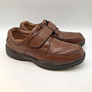 Dr. Comfort Scott 9020 Comfort Shoe Men's 9.5M Brown Leather Low Top Hook & Loop